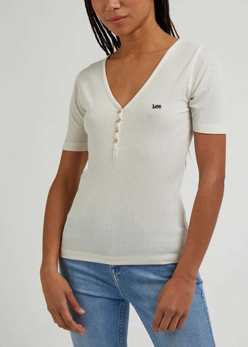Lee Short Sleve Henley Ecru