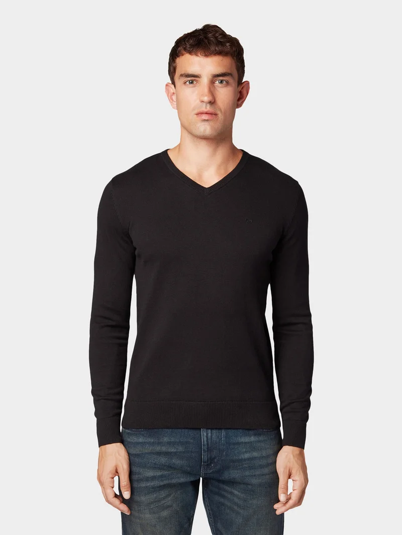 Tom Tailor Basic V Neck Sweater Black