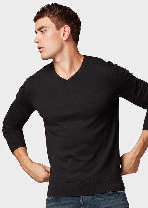 Tom Tailor Basic V Neck Sweater Black - 1012820-29999