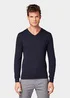 Tom Tailor Basic V Neck Sweater Knitted Navy Melange