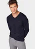 Tom Tailor Basic V Neck Sweater Knitted Navy Melange