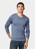 Tom Tailor Basic V Neck Sweater Vintage Indigo Blue Melange