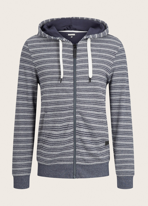 Tom Tailor Hoodie Bluegrey Twotone White Stripe - 1034393-30855