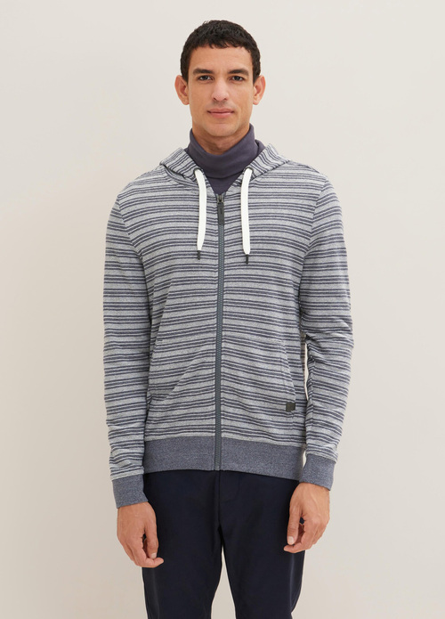 Tom Tailor Hoodie Bluegrey Twotone White Stripe - 1034393-30855