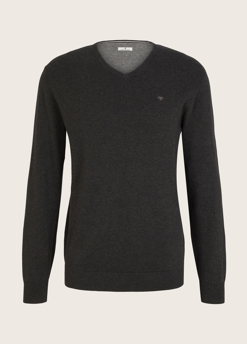 Tom Tailor Simple Knitted Jumper Black Grey Melange - 1012820-10617