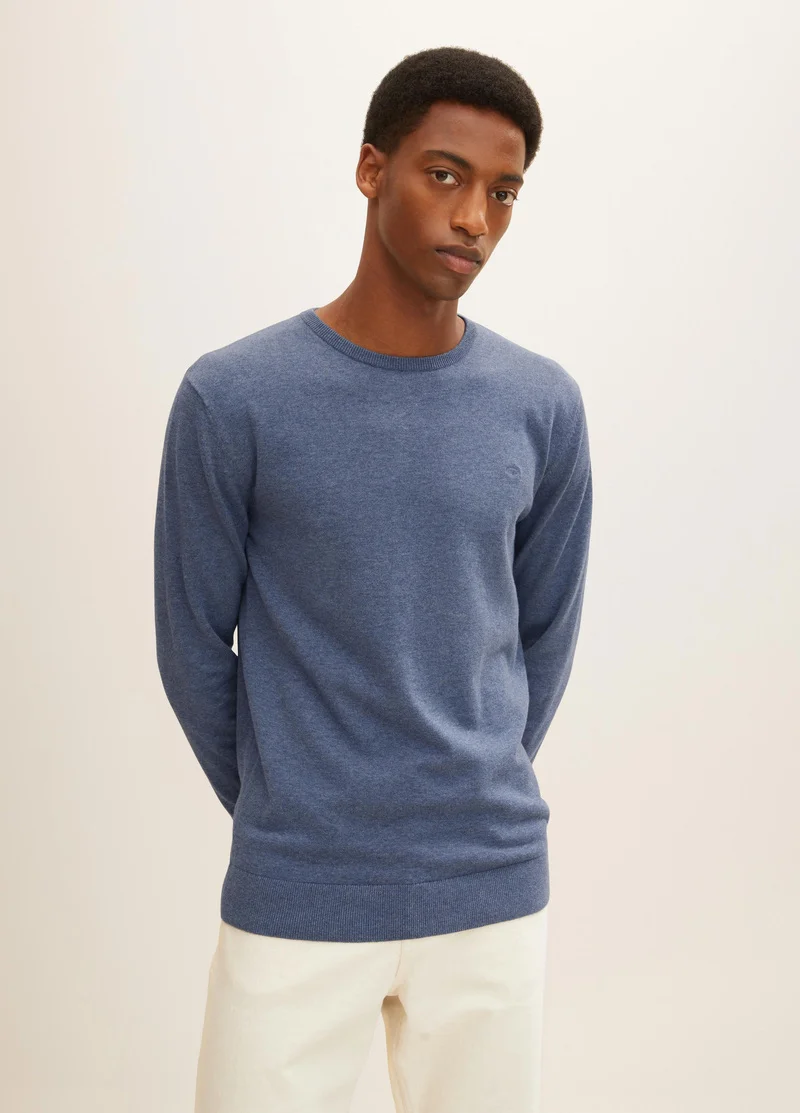 Tom Tailor Simple Knitted Jumper Vintage Indigo Blue Melange