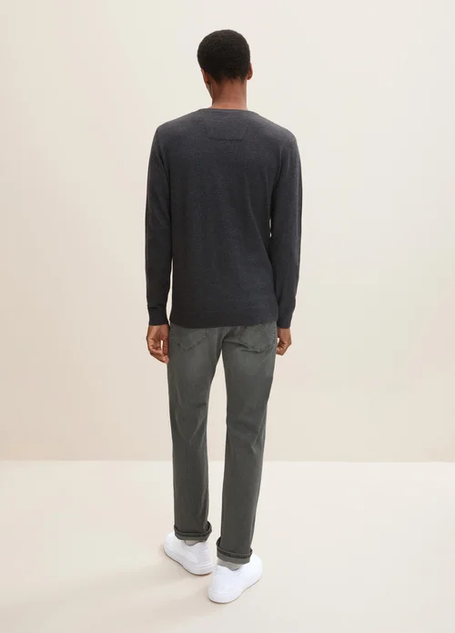 Tom Tailor Simple Knitted Jumper Black Grey Melange