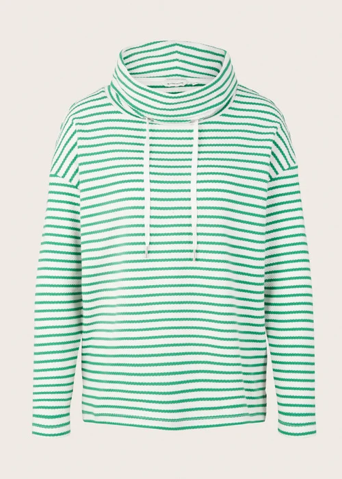 Tom Tailor Textured Sweatshirt Offwhite Green Stripe