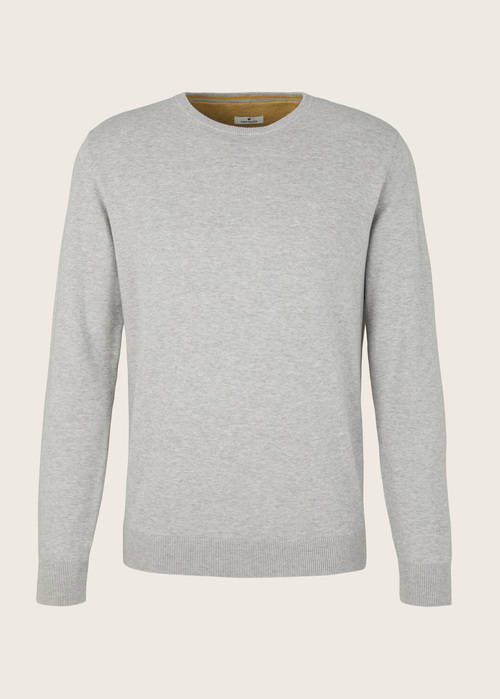 Tom Tailor Simple Knitted Jumper Light Soft Grey Melange - 1012819-14427