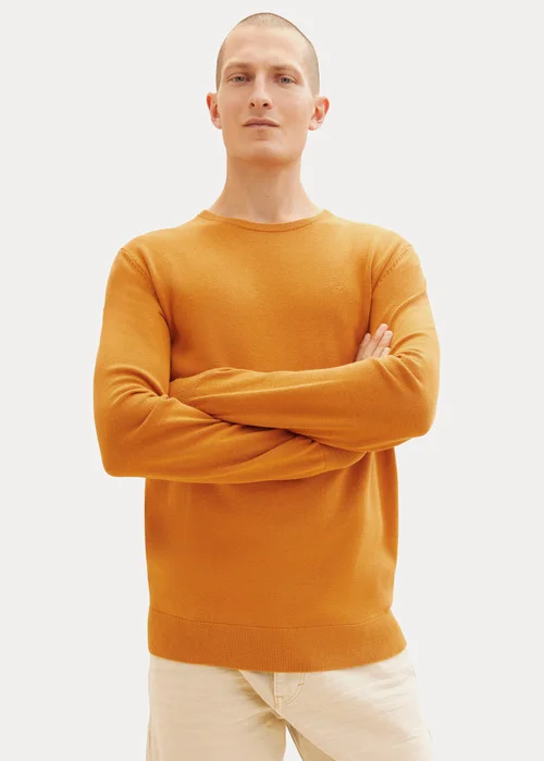 Tom Tailor Mottled Knitted Sweater Rusty Orange Burned Melange