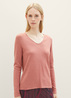 Tom Tailor Jumper With V Neckline Fading Rose Melange - 1012976-33157