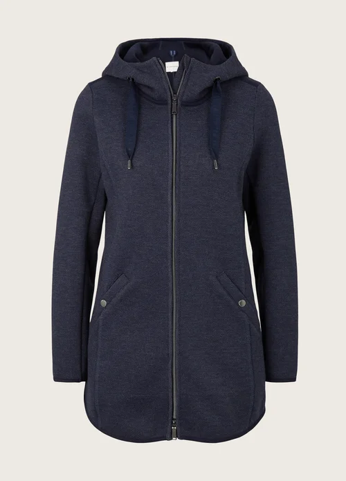 Tom Tailor Fleece Jacket With A Hood Navy Twill Structure