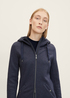 Tom Tailor Fleece Jacket With A Hood Navy Twill Structure - 1027144-30592