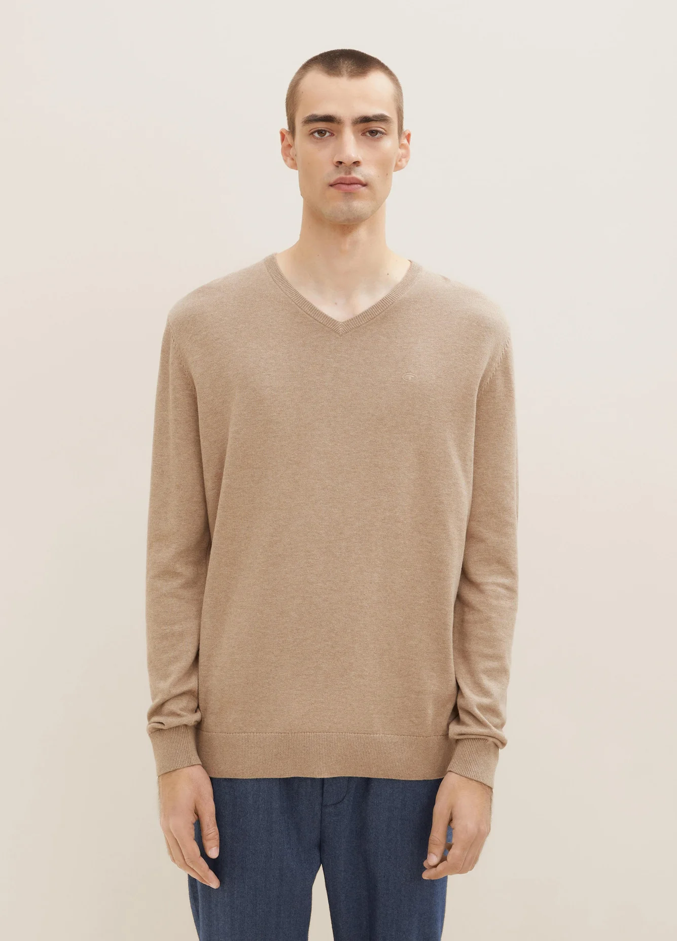 Tom Tailor Simple Knitted Jumper Hazel Brown Melange