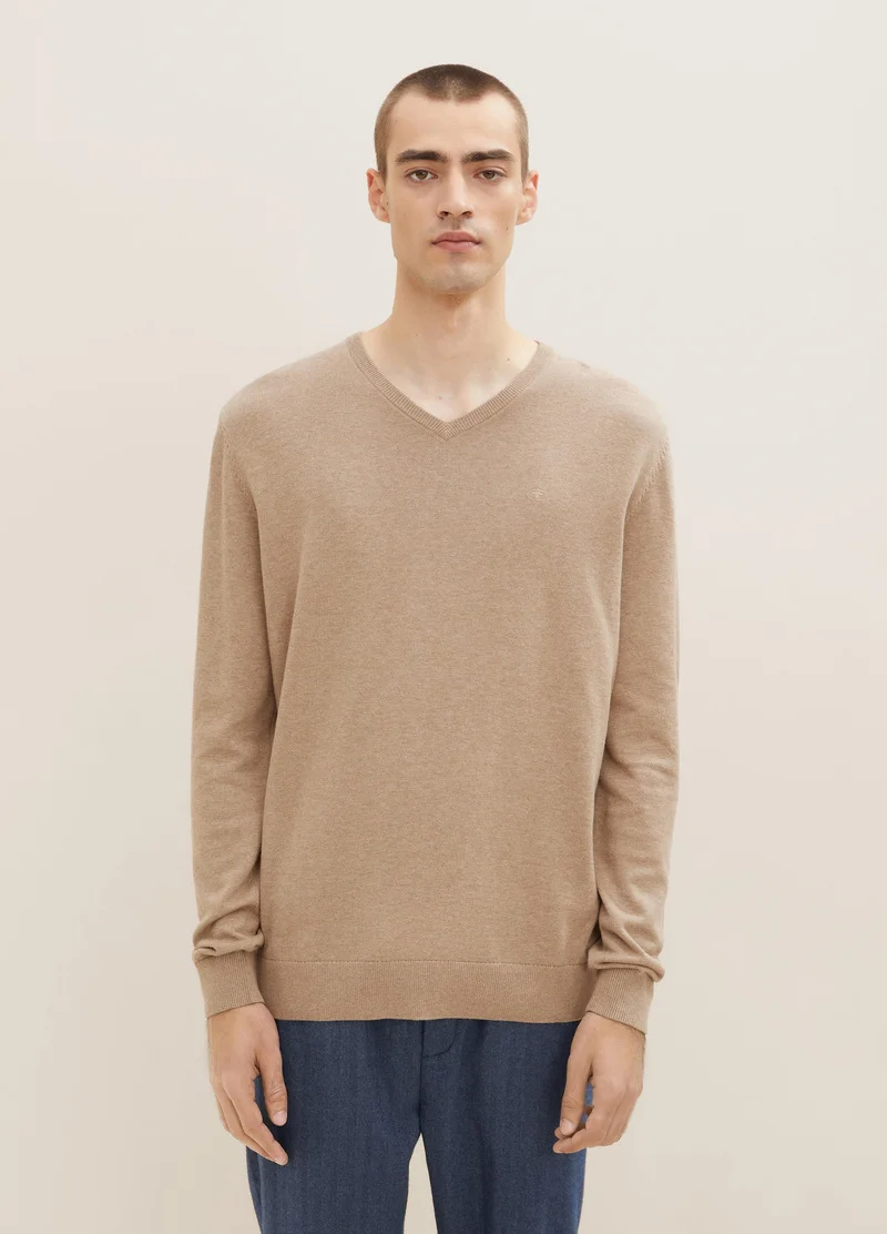 Tom Tailor Simple Knitted Jumper Hazel Brown Melange