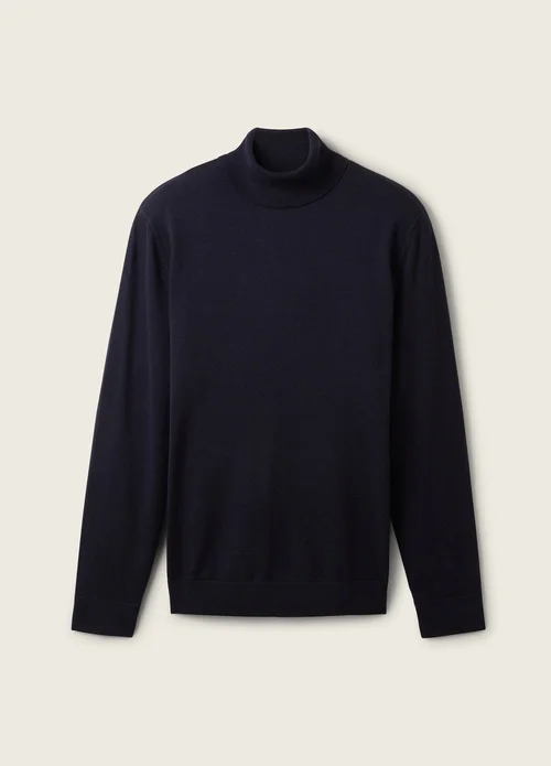 Tom Tailor Basic Knitted Sweater With A Turtleneck Knitted Navy Melange