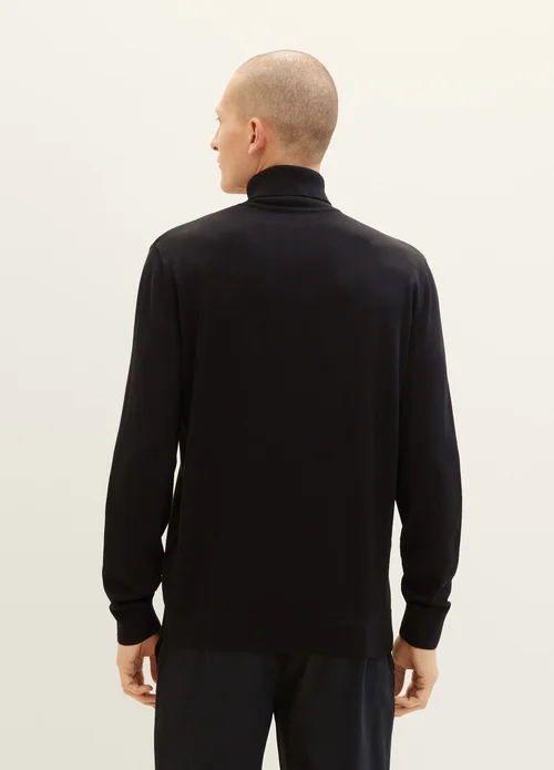 Tom Tailor Basic Knitted Sweater With A Turtleneck Black