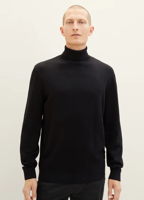Tom Tailor Basic Knitted Sweater With A Turtleneck Black