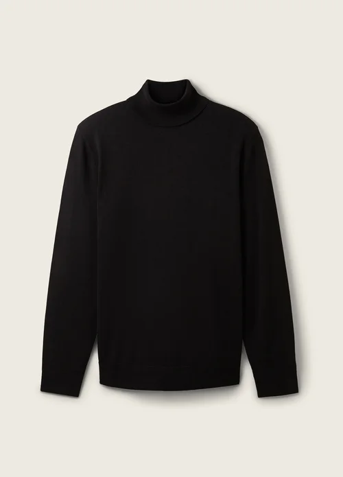 Tom Tailor Basic Knitted Sweater With A Turtleneck Black