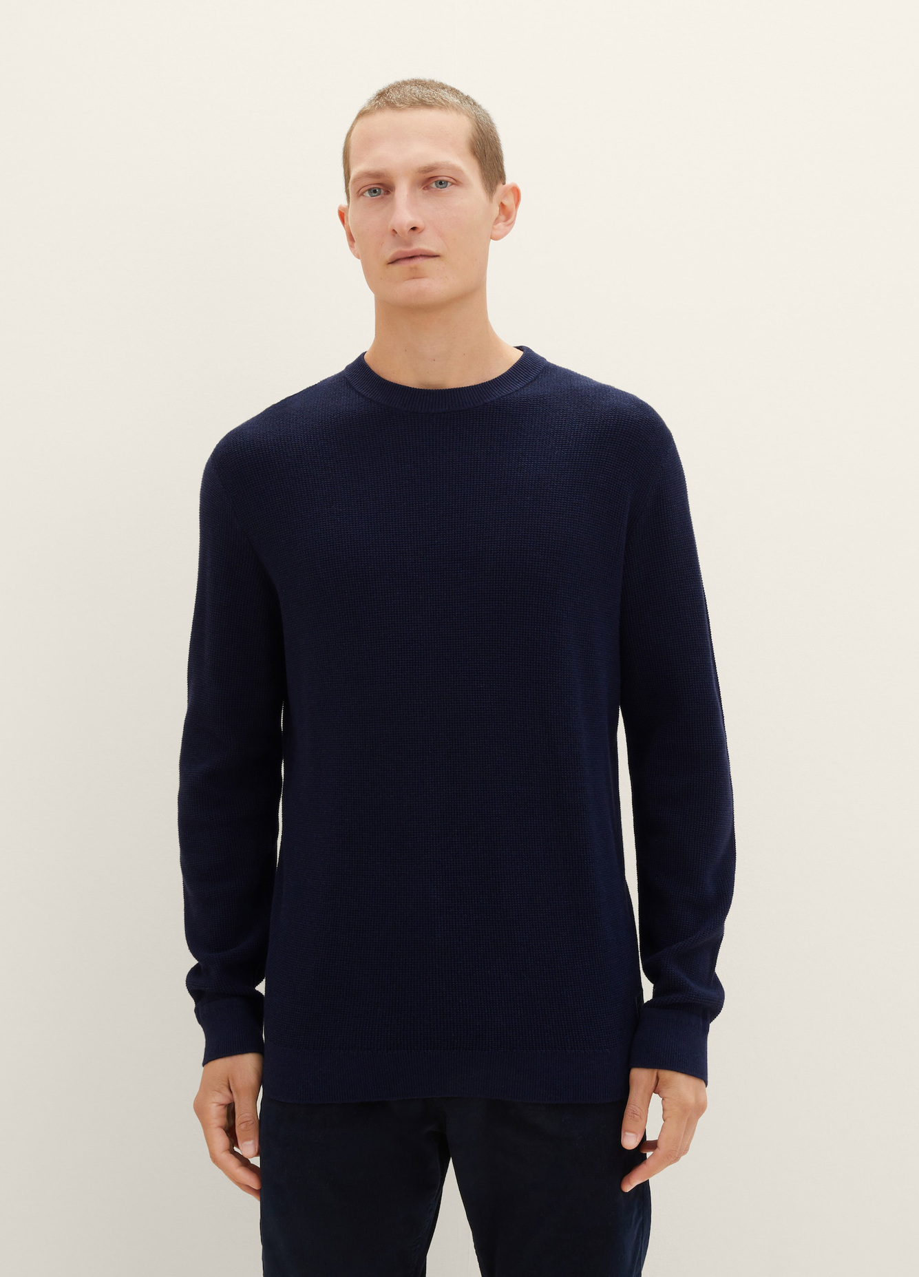 Tom Tailor Knitted Sweater With Texture Knitted Navy Melange - 1038612-13160