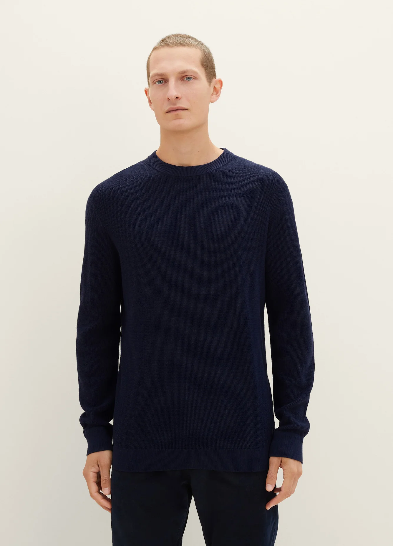 Tom Tailor Knitted Sweater With Texture Knitted Navy Melange