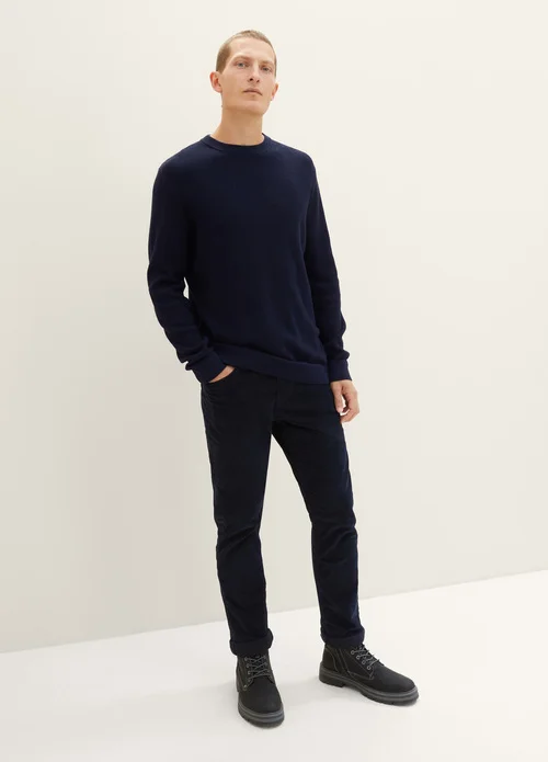 Tom Tailor Knitted Sweater With Texture Knitted Navy Melange