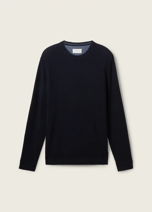 Tom Tailor Knitted Sweater With Texture Knitted Navy Melange