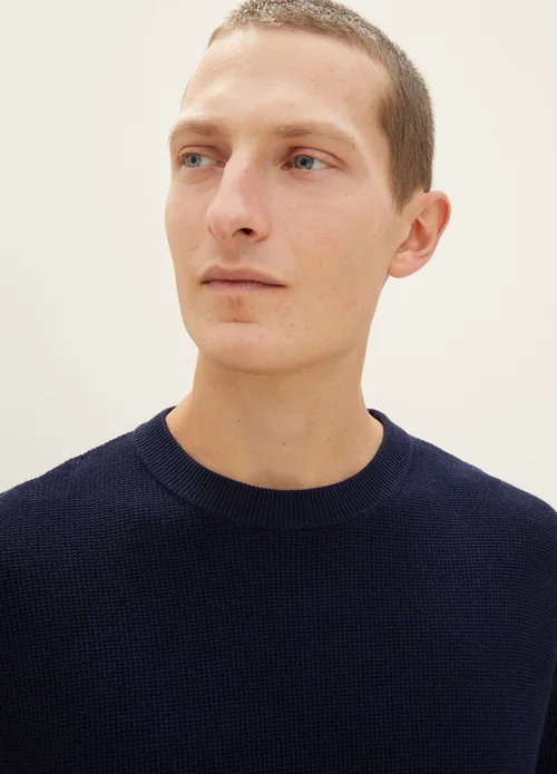 Tom Tailor Knitted Sweater With Texture Knitted Navy Melange