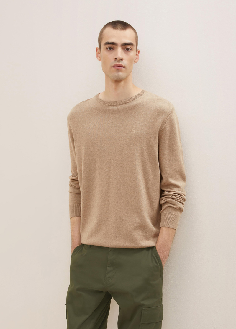 Tom Tailor Simple Knitted Jumper Hazel Brown Melange - 1012819-31089