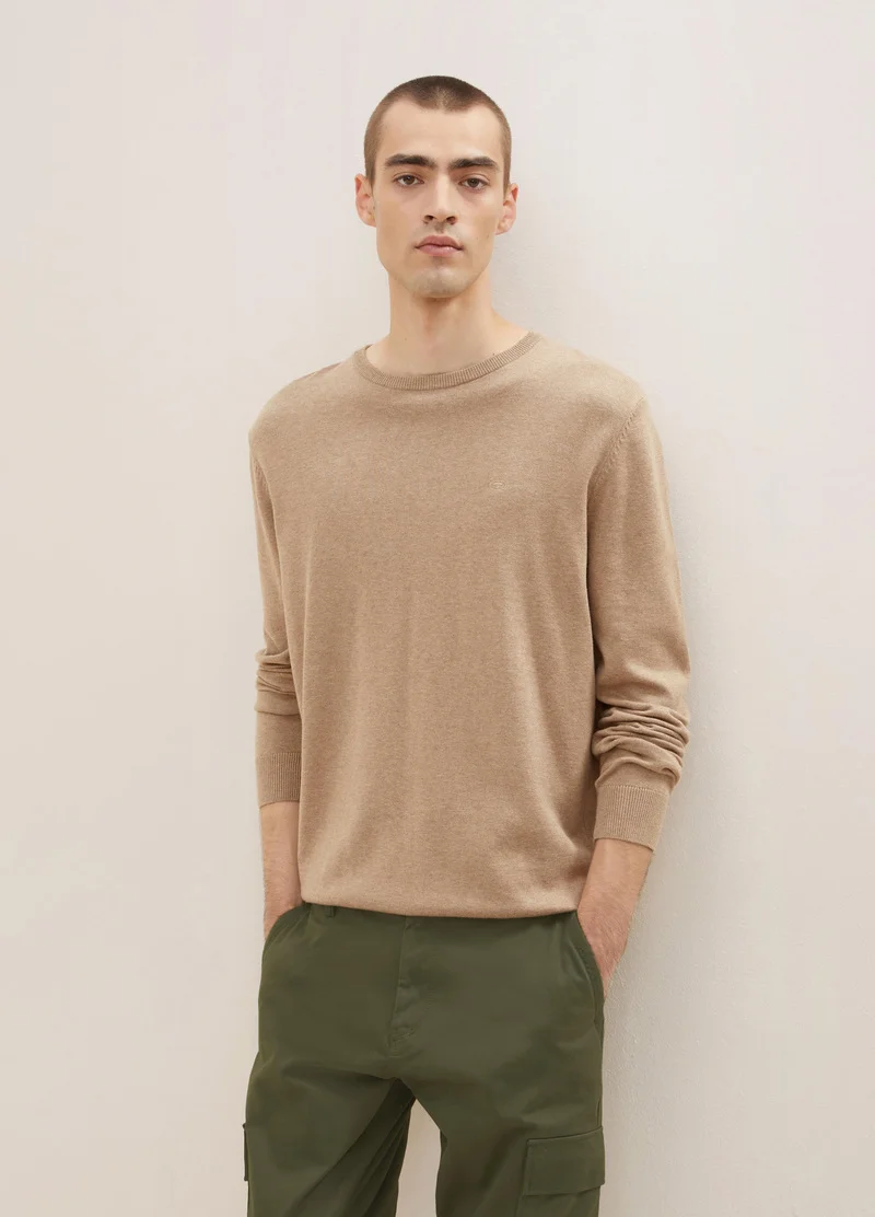 Tom Tailor Simple Knitted Jumper Hazel Brown Melange