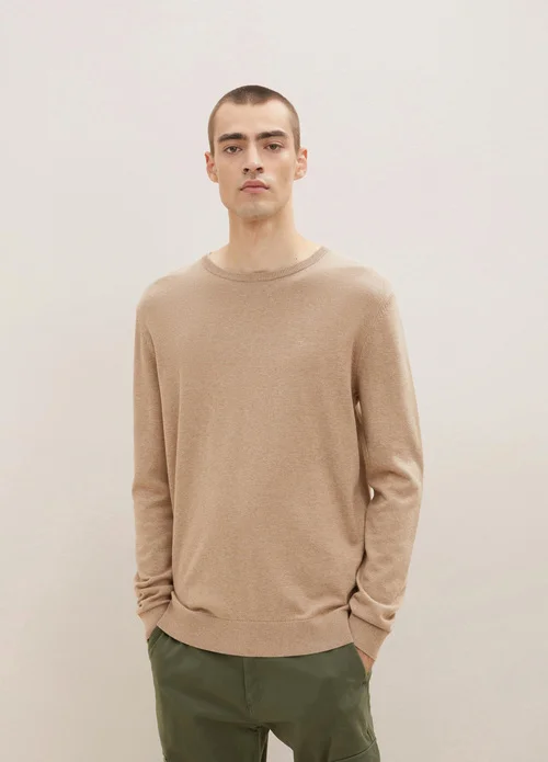 Tom Tailor Simple Knitted Jumper Hazel Brown Melange