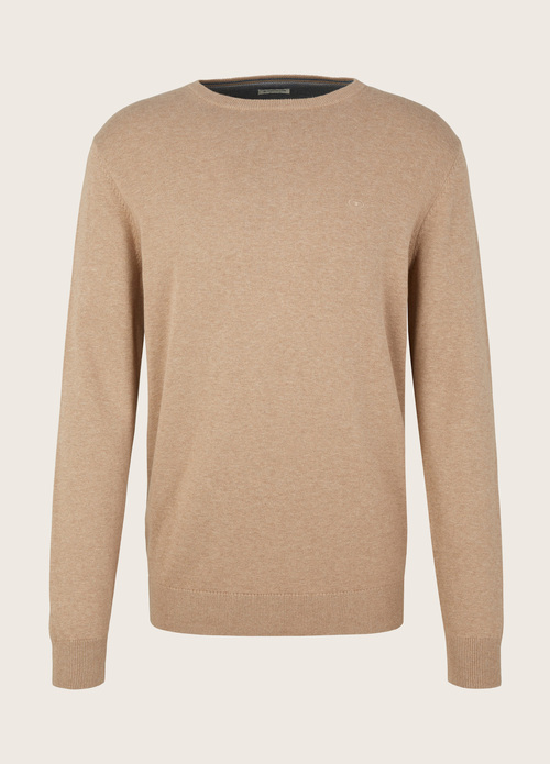 Tom Tailor Simple Knitted Jumper Hazel Brown Melange - 1012819-31089