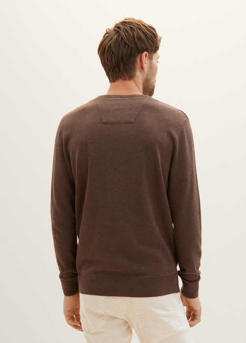 Tom Tailor Mottled Knitted Sweater Dark Brown Melange - 1027661-32717