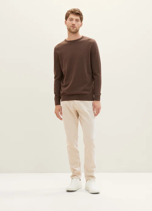 Tom Tailor Mottled Knitted Sweater Dark Brown Melange