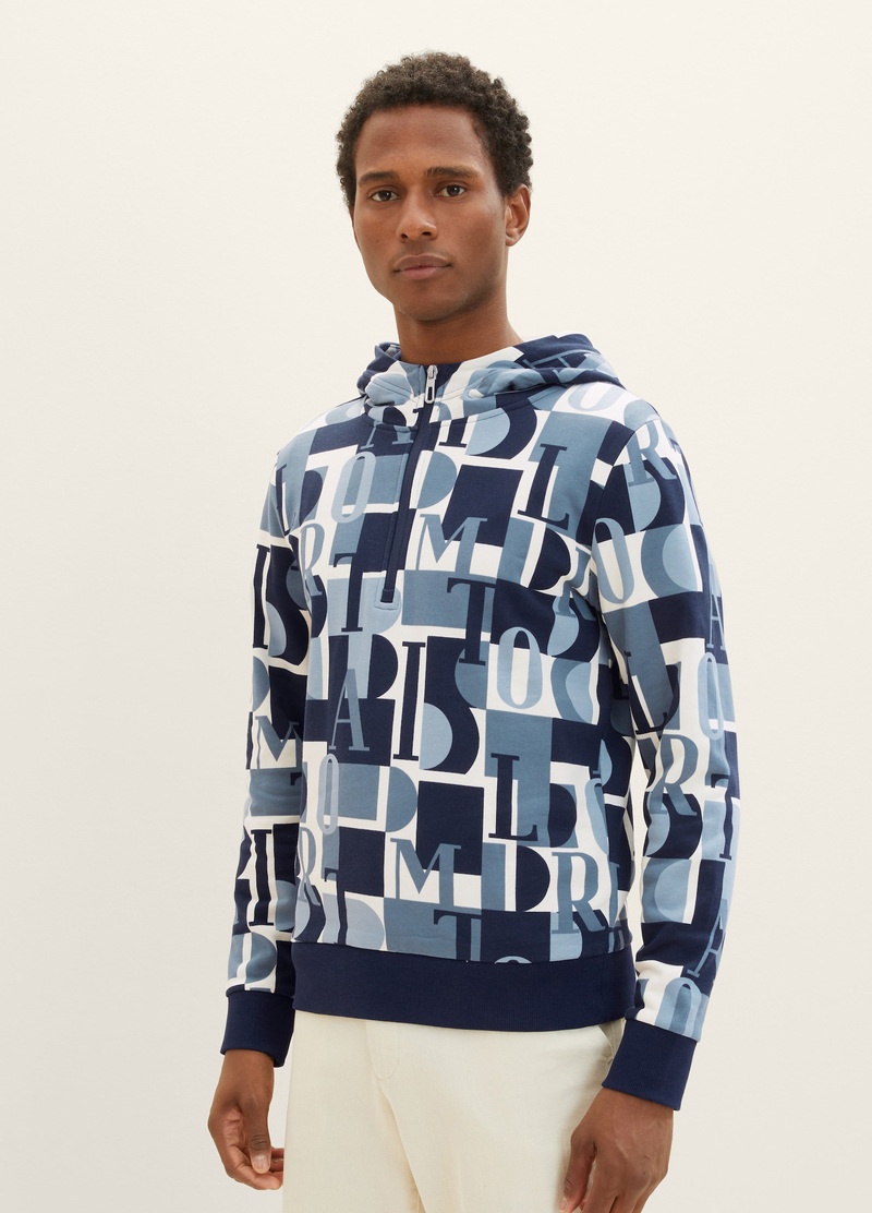 Tom Tailor Sweatshirt With An All Over Print Teal Big Letter Design - 1037817-32386