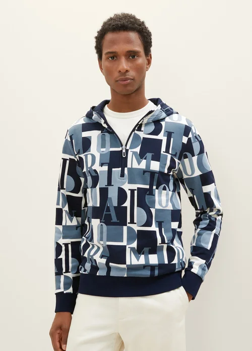 Tom Tailor Sweatshirt With An All Over Print Teal Big Letter Design