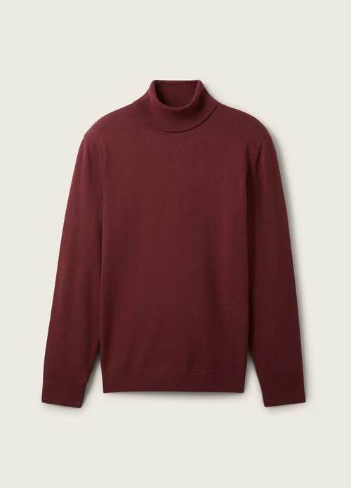 Tom Tailor Basic Knitted Sweater With A Turtleneck Tawny Port Red Melange