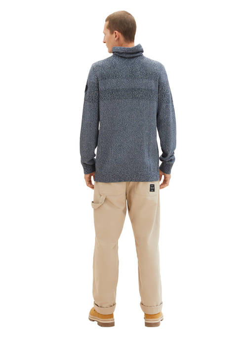 Tom Tailor Knitted Sweater With A Snood Green Blue Mouline - 1038247-32741