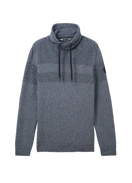 Tom Tailor Knitted Sweater With A Snood Green Blue Mouline