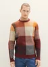 Tom Tailor Knitted Sweater With A Check Pattern Orange Colorful Block Check