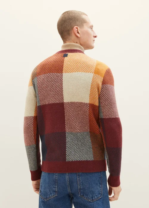 Tom Tailor Knitted Sweater With A Check Pattern Orange Colorful Block Check
