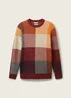 Tom Tailor Knitted Sweater With A Check Pattern Orange Colorful Block Check