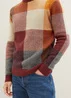 Tom Tailor Knitted Sweater With A Check Pattern Orange Colorful Block Check