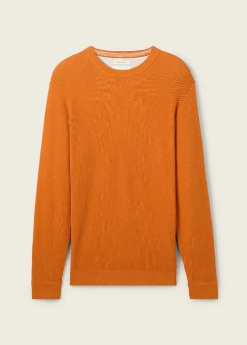 Tom Tailor Structured Crew Neck Sweater Pumpkin Orange Melange