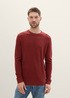 Tom Tailor Structured Crew Neck Sweater Burgundy Dark Red Melange - 1042453-35676