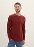 Tom Tailor Structured Crew Neck Sweater Burgundy Dark Red Melange - 1042453-35676