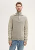 Tom Tailor Halfzip Sweater Sand Taupe Navy Multicolor
