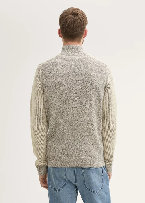 Tom Tailor Halfzip Sweater Sand Taupe Navy Multicolor