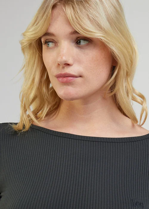 Lee Long Sleeve Boat Neck Tee Charcoal