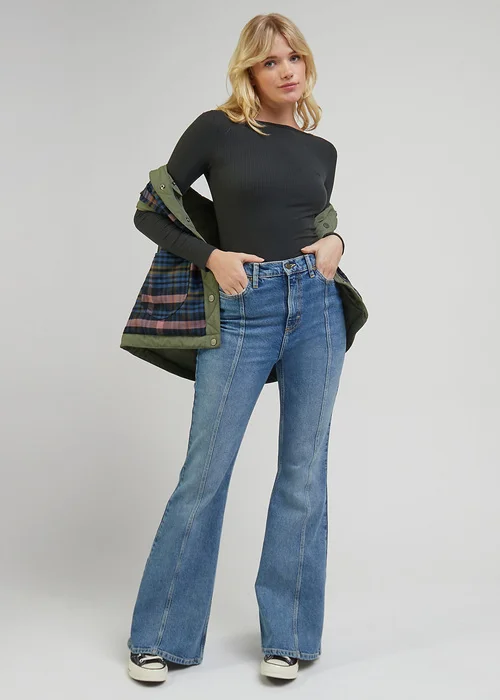 Lee Long Sleeve Boat Neck Tee Charcoal